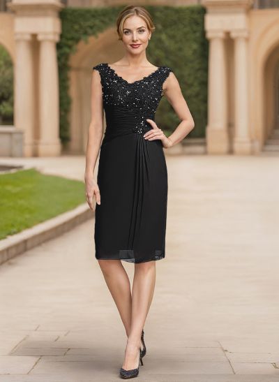 Sheath/Column Chiffon Mother Of The Bride Dresses With Appliques Lace