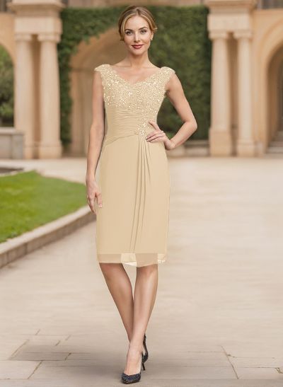 Sheath/Column Chiffon Mother Of The Bride Dresses With Appliques Lace