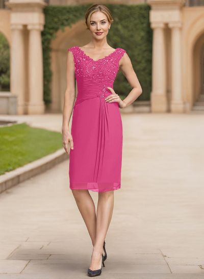 Sheath/Column Chiffon Mother Of The Bride Dresses With Appliques Lace