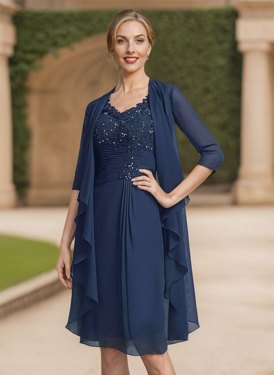 Exquisite V-Neck Beaded Lace Applique Mother Of The Bride Dresses With Jacket