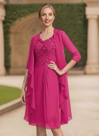 Exquisite V-Neck Beaded Lace Applique Mother Of The Bride Dresses With Jacket