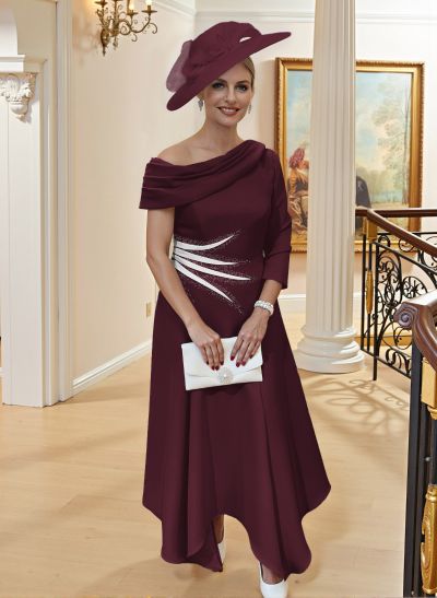 A-Line One-Shoulder Sleeveless Elastic Satin Mother Of The Bride Dresses