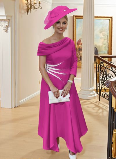 A-Line One-Shoulder Sleeveless Elastic Satin Mother Of The Bride Dresses