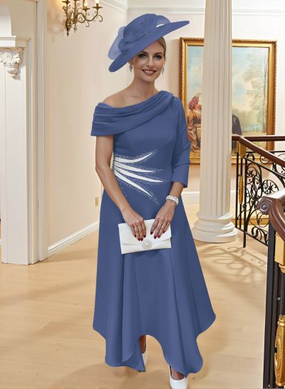 Unique A-Line Ruched One-Shoulder Mother Of The Bride Dresses