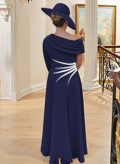 Unique A-Line Ruched One-Shoulder Mother Of The Bride Dresses