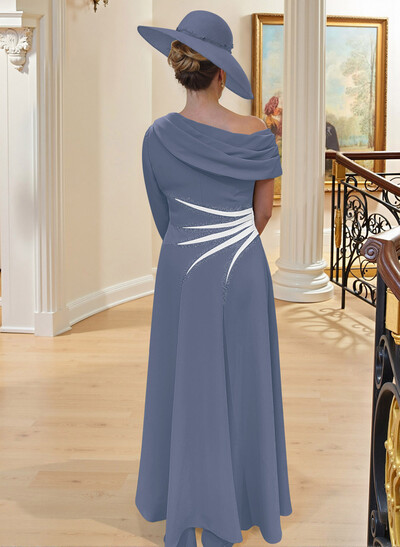 Unique A-Line Ruched One-Shoulder Mother Of The Bride Dresses