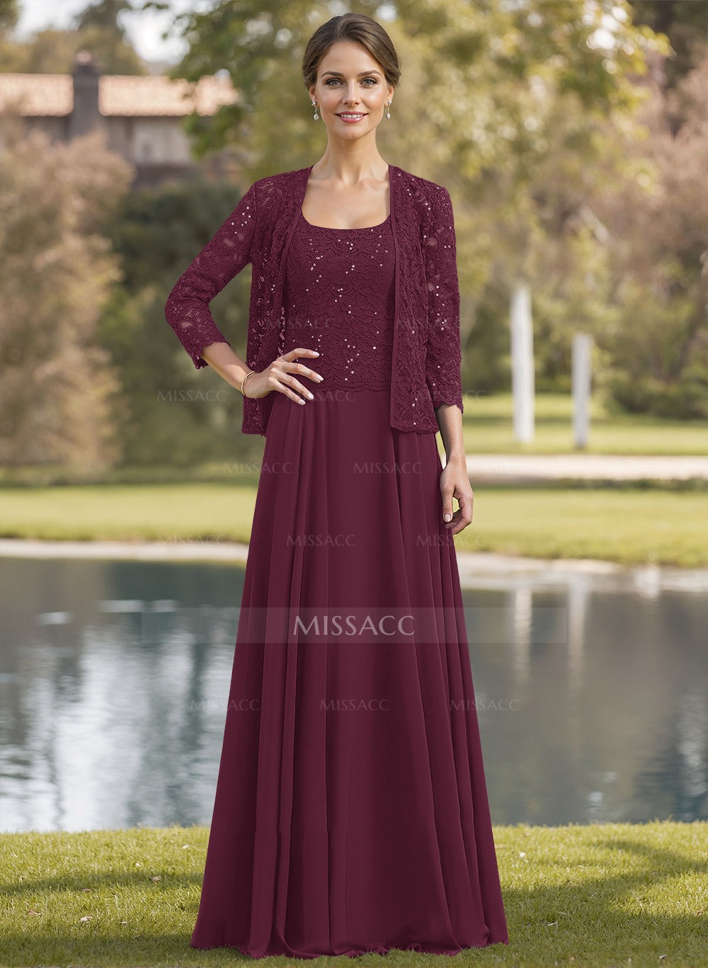 Mother of Bride Dresses with Purple Jacket