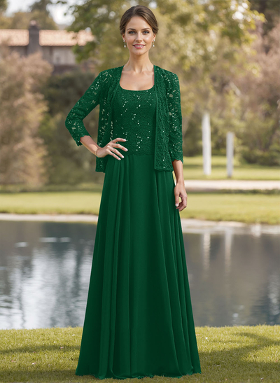 Sparkle A-Line Square Neckline Mother Of The Bride Dresses With Lace Jacket