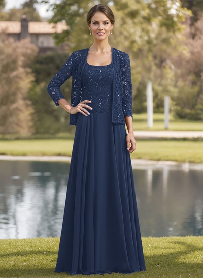 Sparkle A-Line Square Neckline Mother Of The Bride Dresses With Lace Jacket