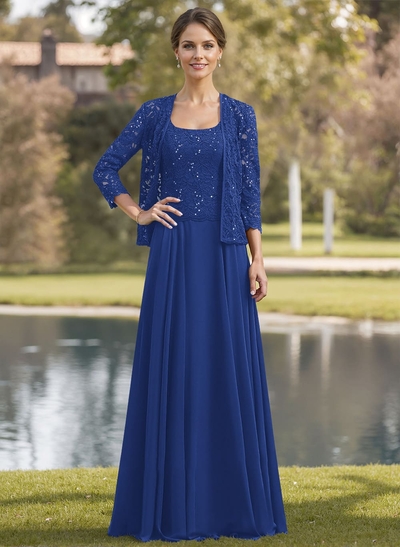 Sparkle A-Line Square Neckline Mother Of The Bride Dresses With Lace Jacket
