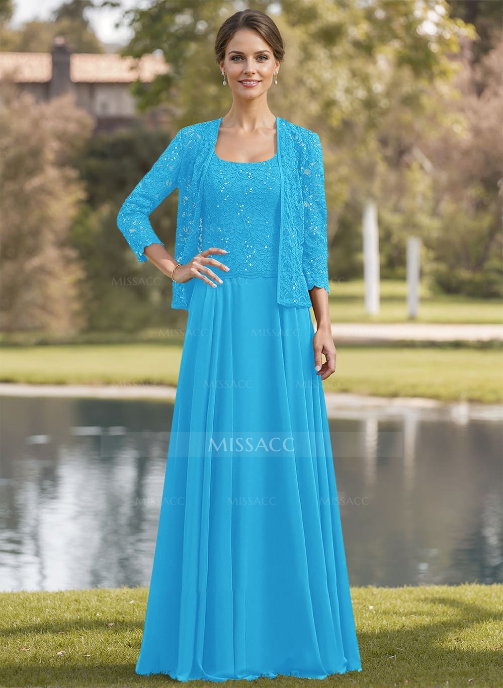 Sparkle A-Line Square Neckline Mother Of The Bride Dresses With