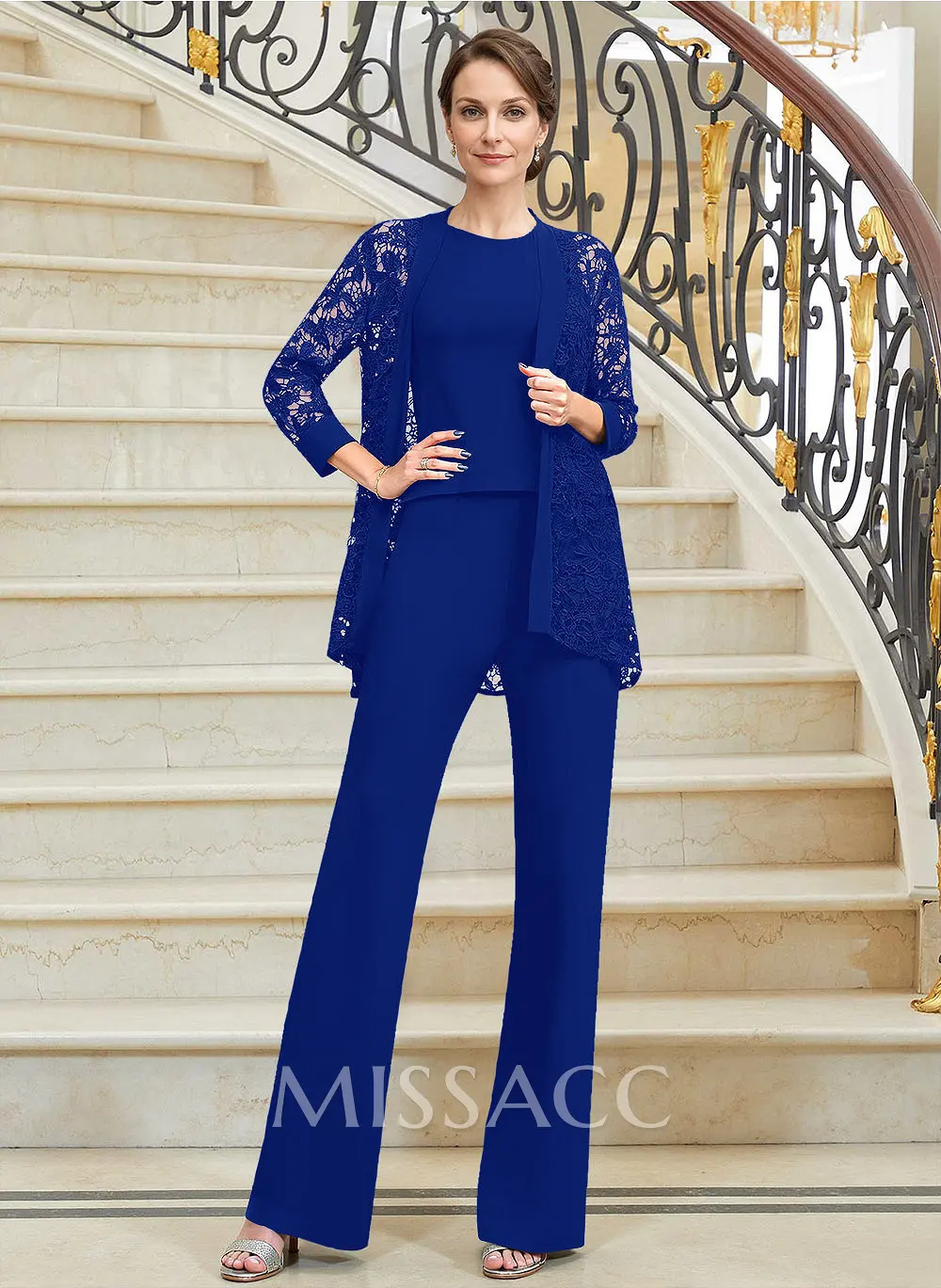 Pantsuit Scoop Neck Elastic Satin Mother Of The Bride Dresses With
