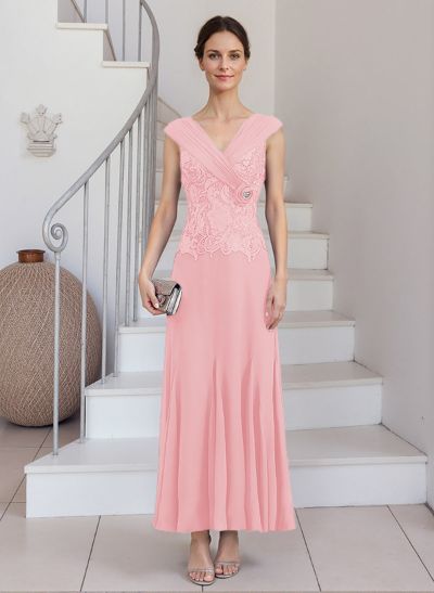 Ruched Cap Straps 3D Floral Mother Of The Bride Dresses With Floral Lace