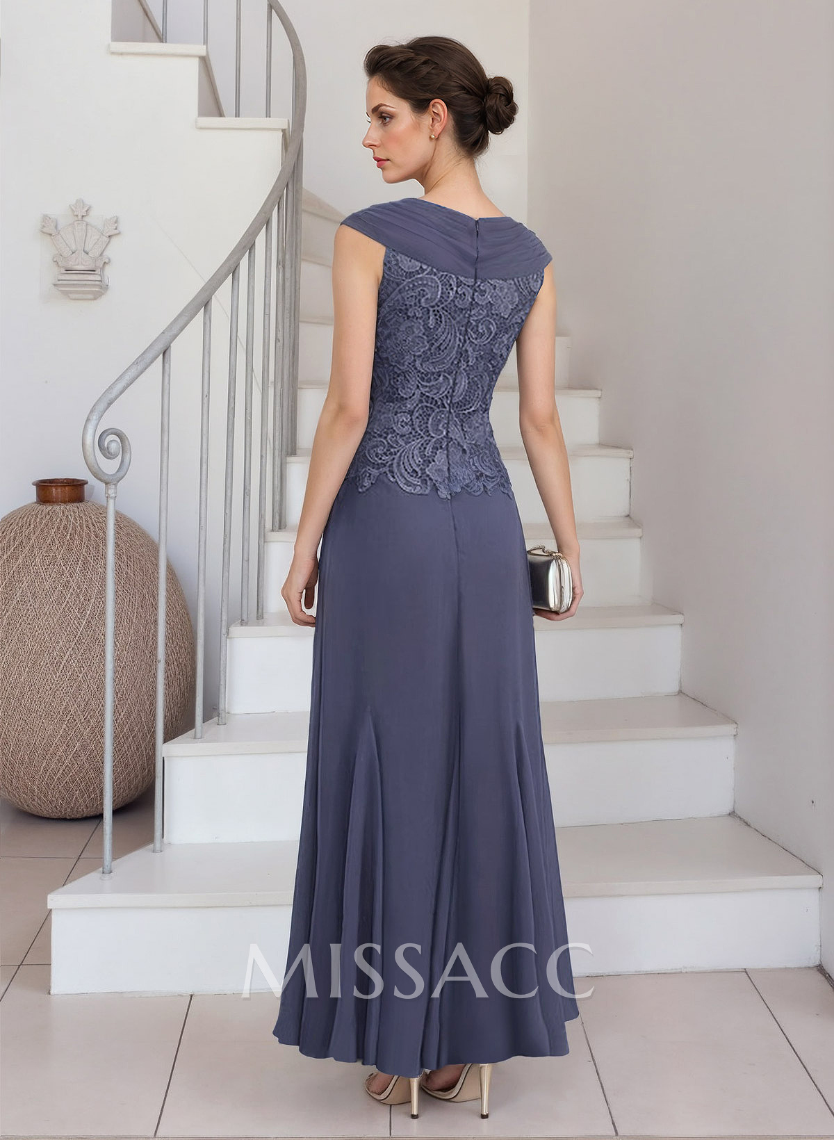 Ruched Cap Straps 3D Floral Mother Of The Bride Dresses With Floral Lace