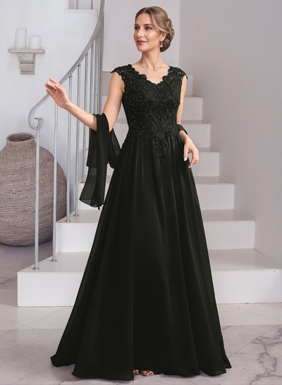 Exquisite A-Line V-Neck Floral Lace Mother Of The Bride Dresses With Wrap