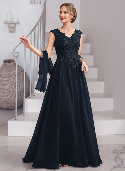 Exquisite A-Line V-Neck Floral Lace Mother Of The Bride Dresses With Wrap