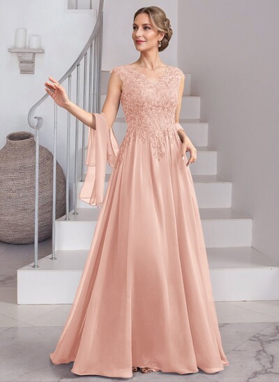 Exquisite A-Line V-Neck Floral Lace Mother Of The Bride Dresses With Wrap