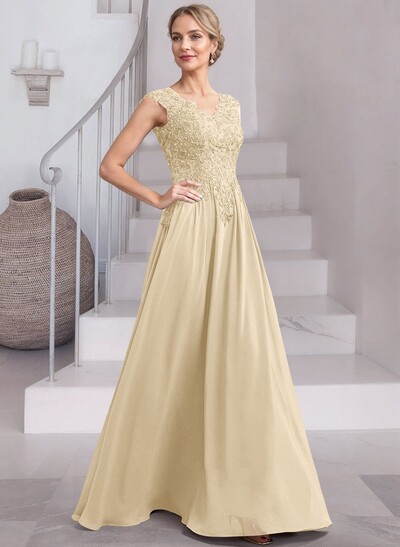 Exquisite A-Line V-Neck Floral Lace Mother Of The Bride Dresses With Wrap