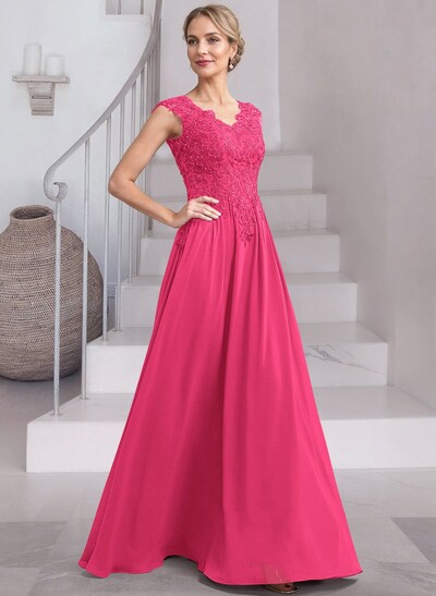 Exquisite A-Line V-Neck Floral Lace Mother Of The Bride Dresses With Wrap