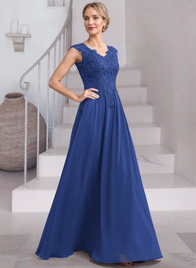 Exquisite A-Line V-Neck Floral Lace Mother Of The Bride Dresses With Wrap