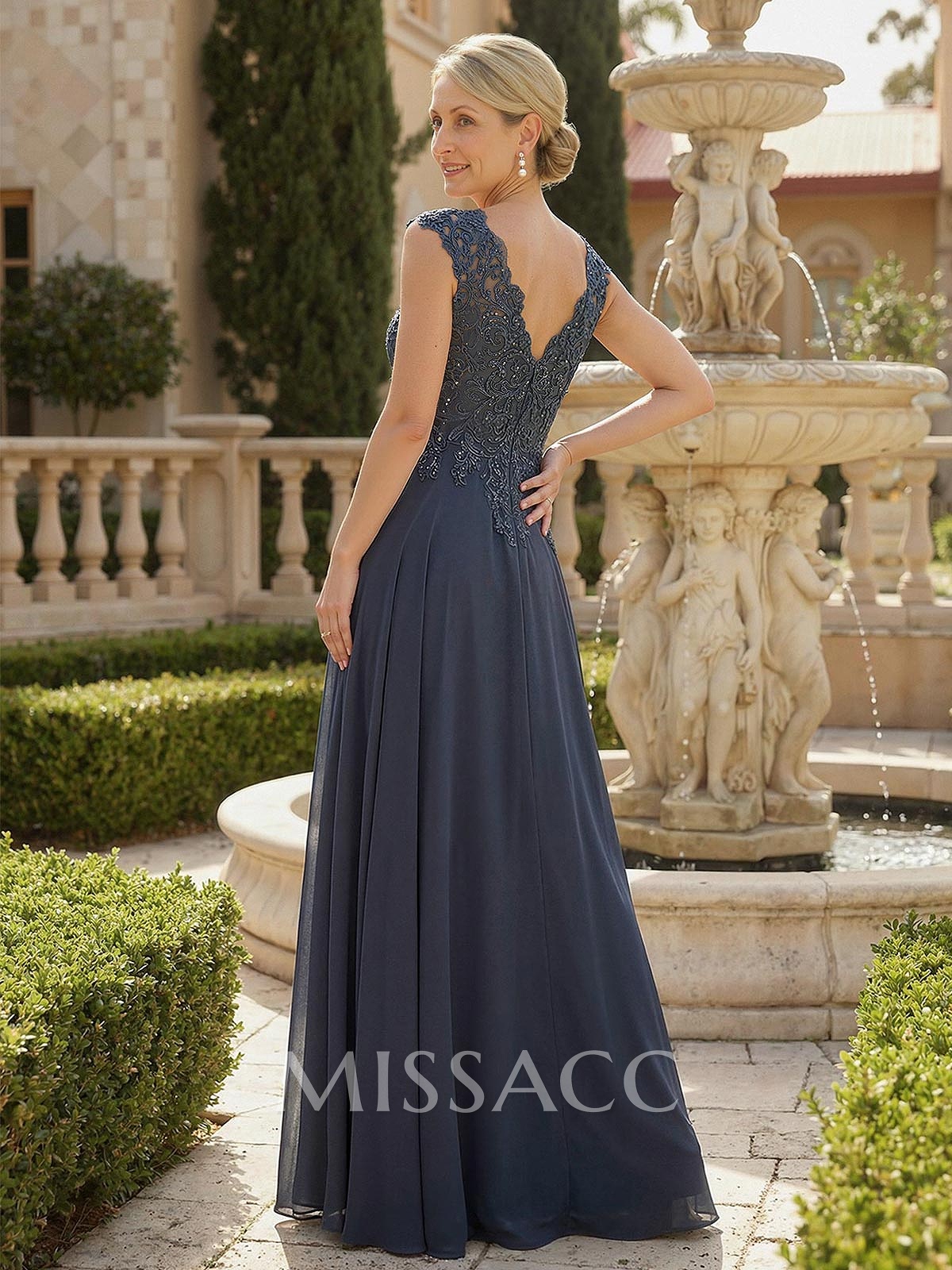 Exquisite A-Line V-Neck Floral Lace Mother Of The Bride Dresses With Wrap