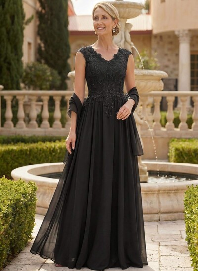 Exquisite A-Line V-Neck Floral Lace Mother Of The Bride Dresses With Wrap