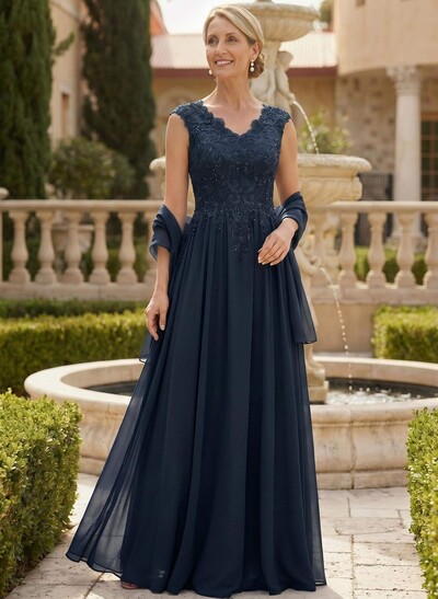 Exquisite A-Line V-Neck Floral Lace Mother Of The Bride Dresses With Wrap