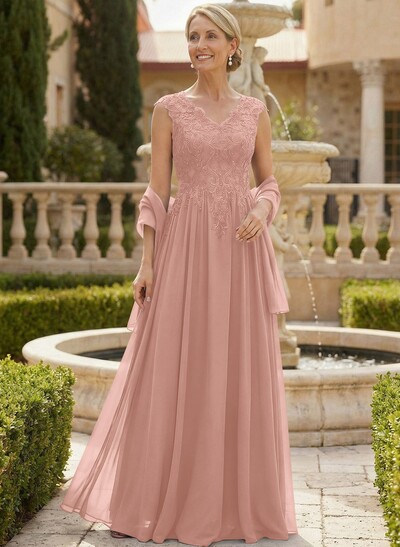 Exquisite A-Line V-Neck Floral Lace Mother Of The Bride Dresses With Wrap