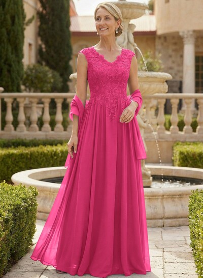 Exquisite A-Line V-Neck Floral Lace Mother Of The Bride Dresses With Wrap