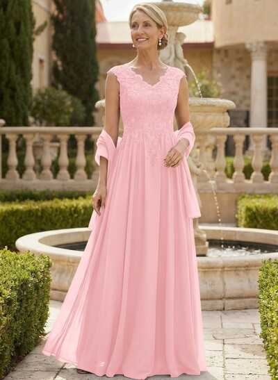 Exquisite A-Line V-Neck Floral Lace Mother Of The Bride Dresses With Wrap