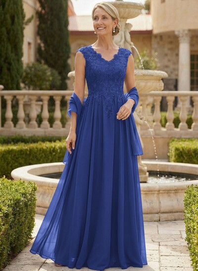 Exquisite A-Line V-Neck Floral Lace Mother Of The Bride Dresses With Wrap