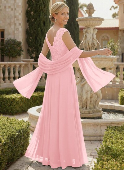 Exquisite A-Line V-Neck Floral Lace Mother Of The Bride Dresses With Wrap