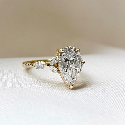 Classic Pear Cut Sona Simulated Diamond Engagement Ring In Sterling Silver