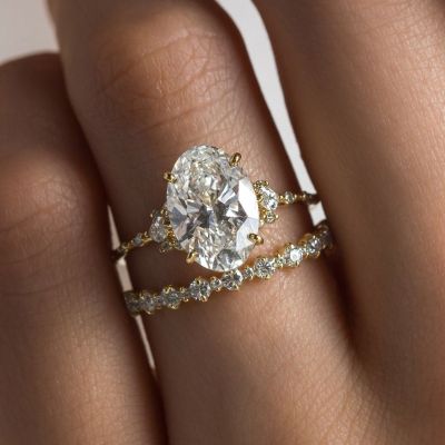 Unique Round Cut Simulated Diamond Engagement Ring Sets In Sterling Silver