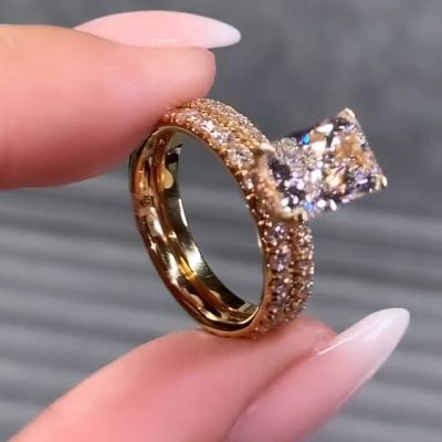 Classic Emerald Cut Simulated Diamond Engagement Ring Sets In Sterling Silver