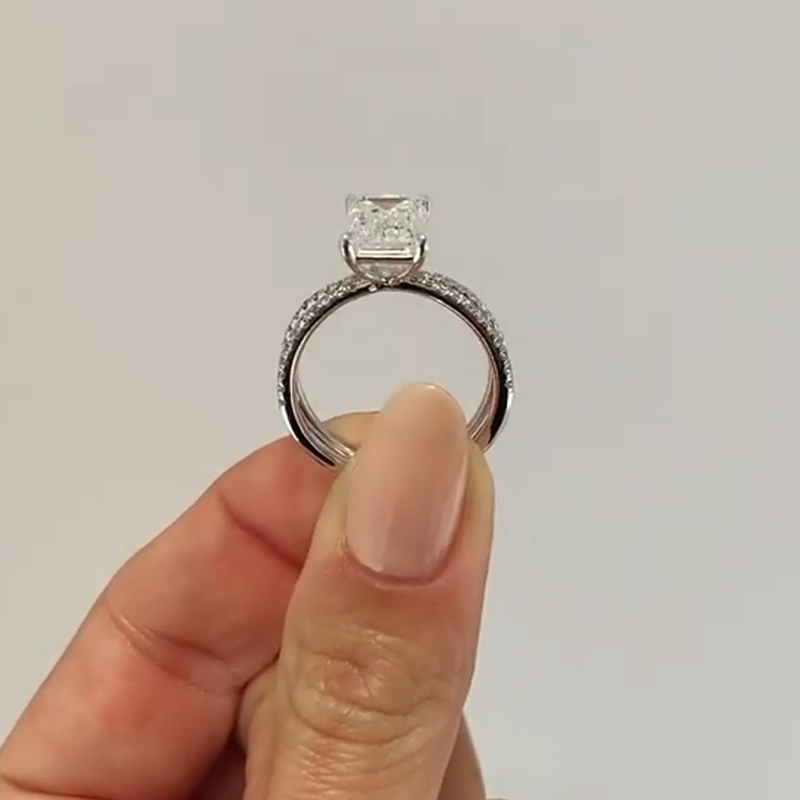 Classic Emerald Cut Simulated Diamond Engagement Ring In Sterling Silver