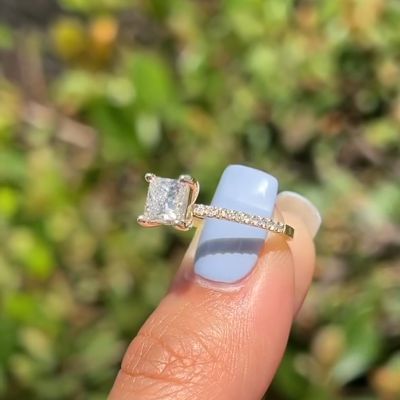 Classic Princess Cut Sona Simulated Diamond Engagement Ring In Sterling Silver