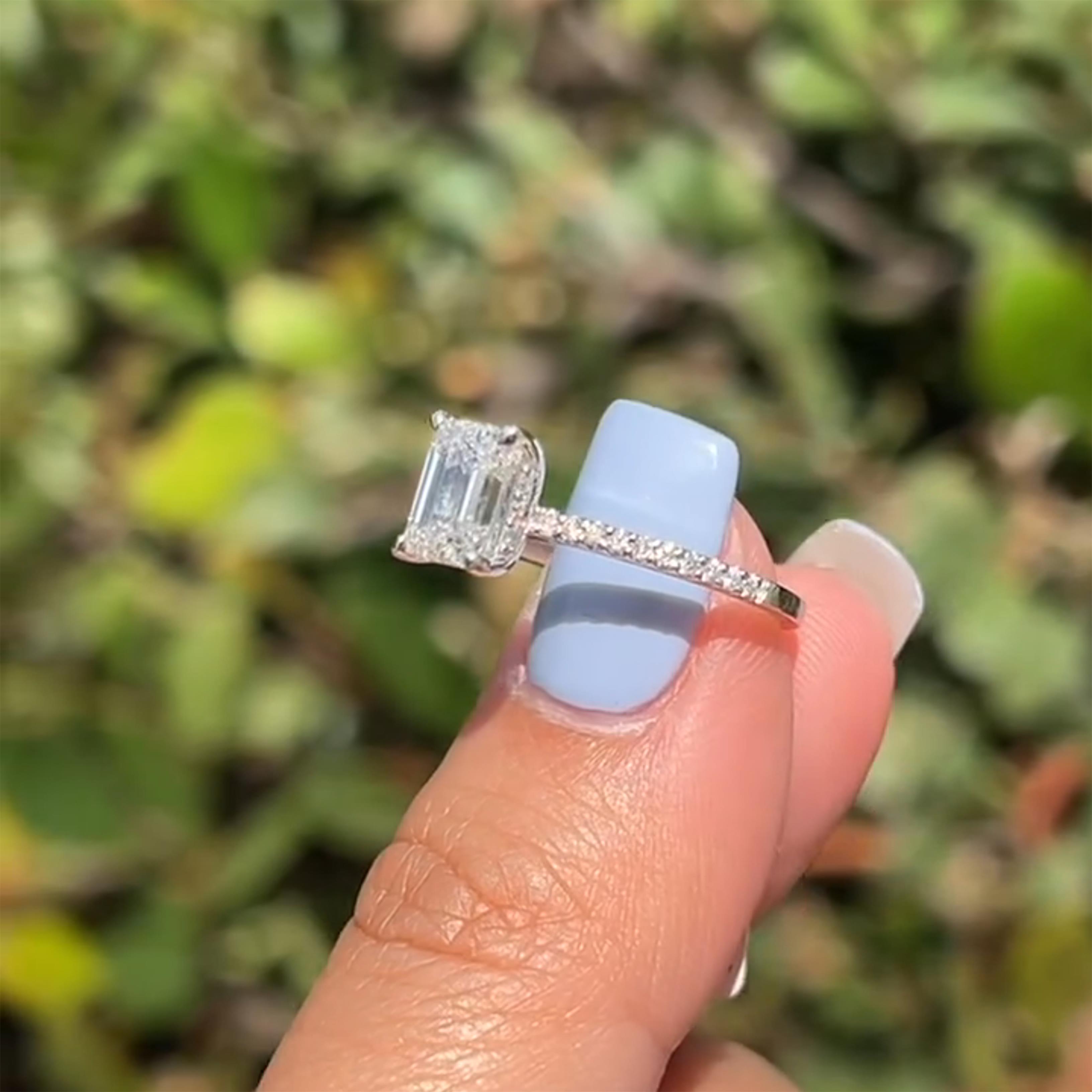 Classic Emerald Cut Sona Simulated Diamond Engagement Ring In Sterling Silver