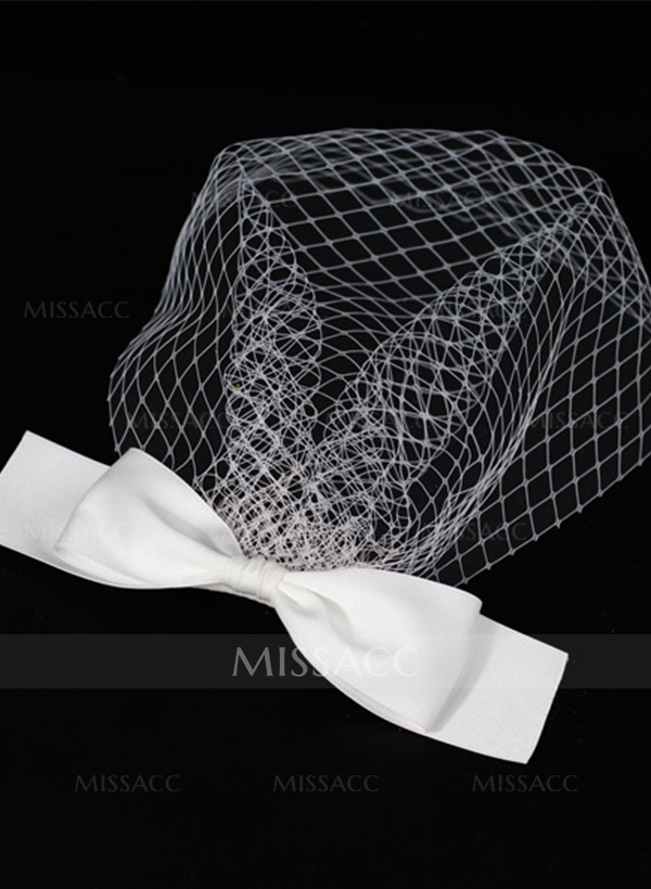 Simple Cut Edge Single Tier Lace Bridal Birdcage Wedding Veil