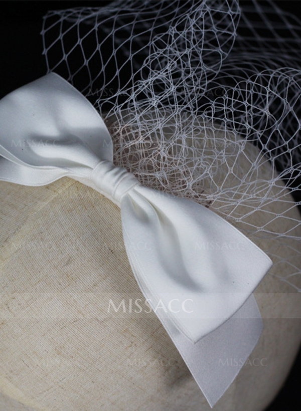 Simple Cut Edge Single Tier Lace Bridal Birdcage Wedding Veil