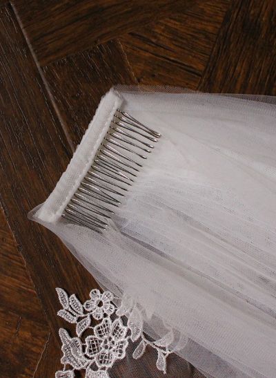 Lace Edge Two Tier Tulle Bridal Cathedral Length Wedding Veil