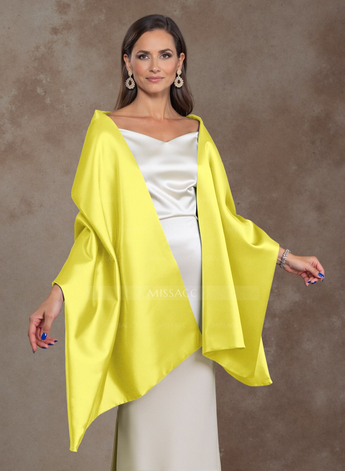 Open Front Satin Special Occasion Evening Wedding Shawl