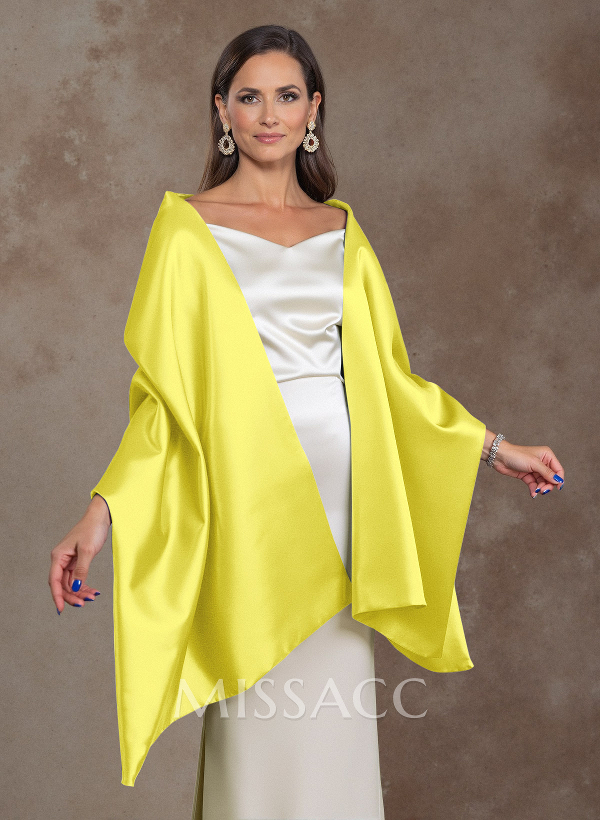 Open Front Satin Special Occasion Evening Wedding Shawl