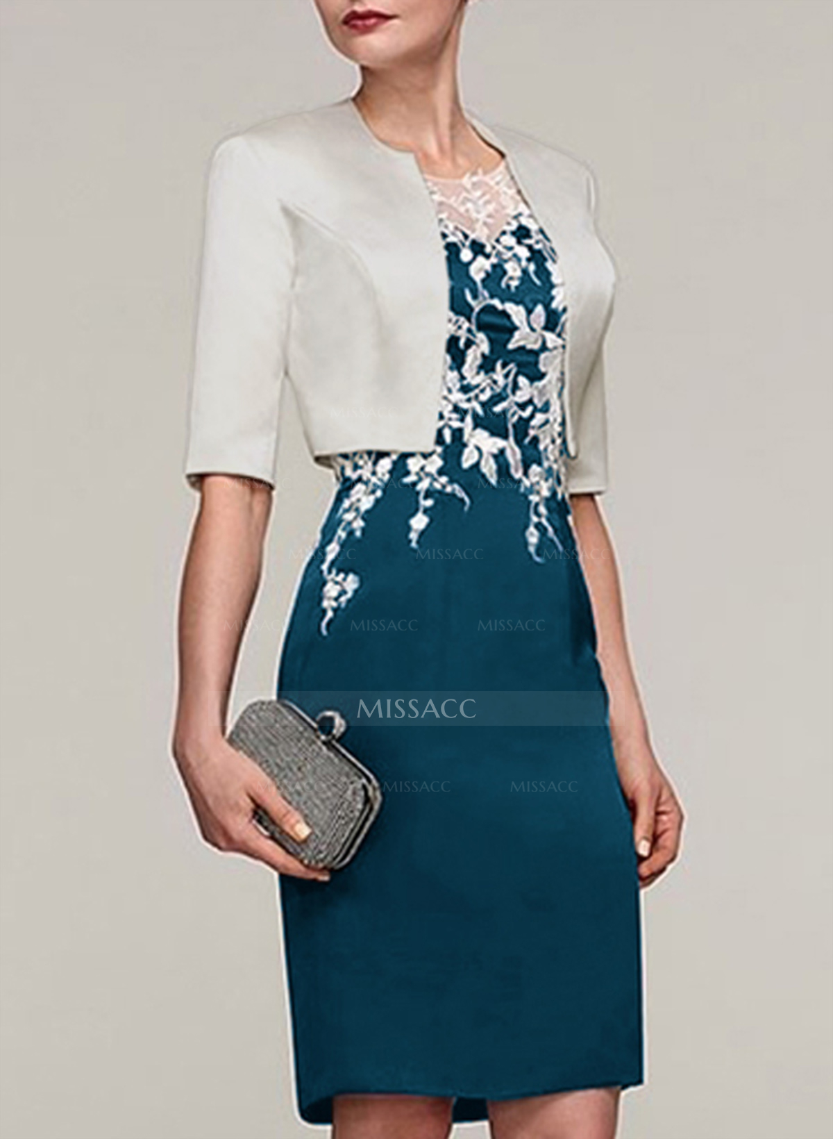 Open Front 1/2 Sleeves Satin Jacket