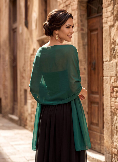 Chiffon Open Front Special Occasion Wedding Wrap & Shawl
