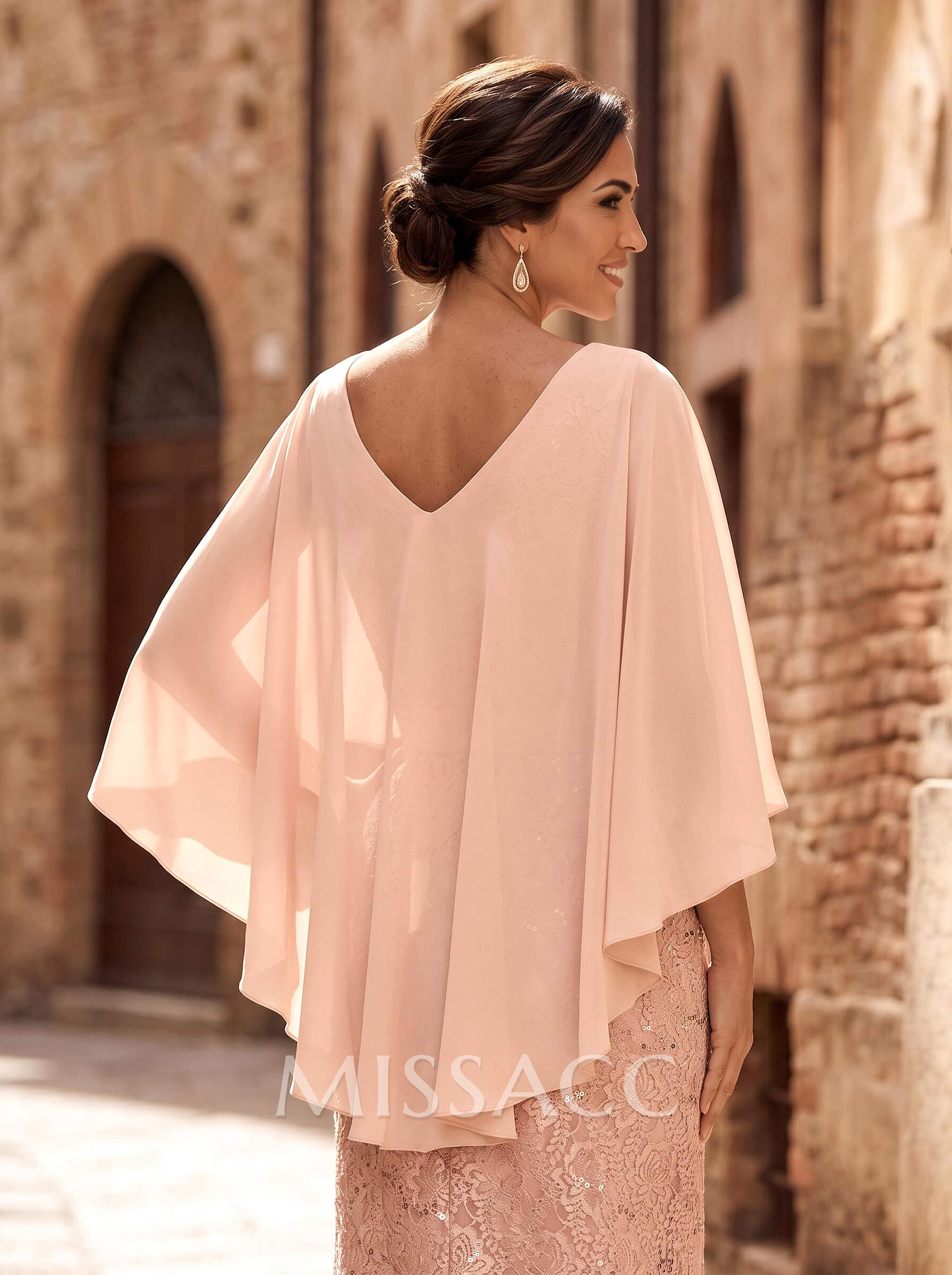 Open Front Special Occasion Chiffon Wrap &Shawl