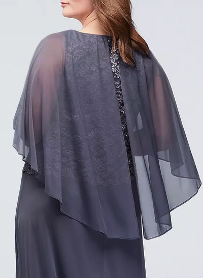 Pullover Scoop Neck Chiffon Cape For Special Occasion