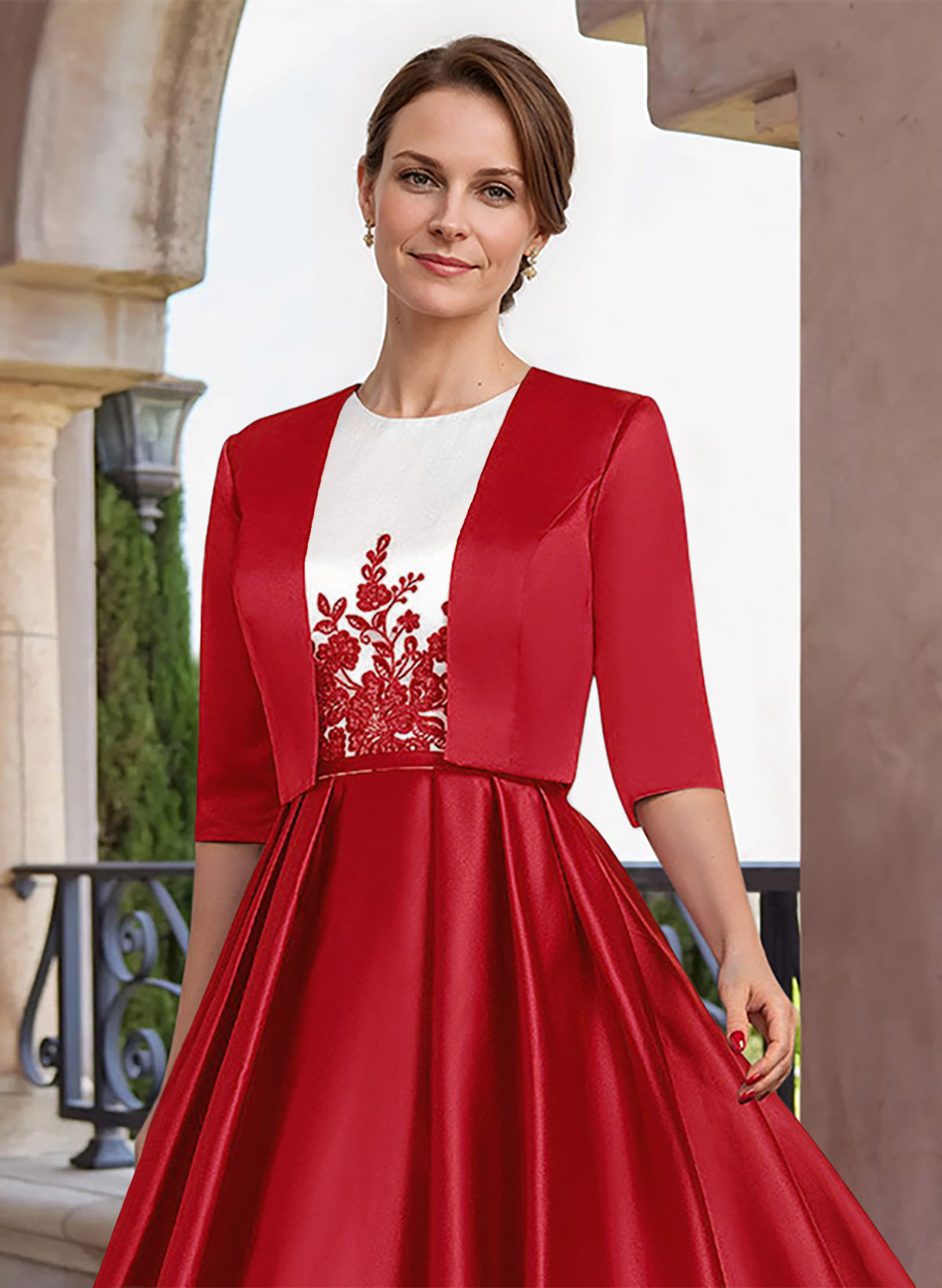 Vorne Offene Satin-Jacke Mit 1/2-Ärmeln