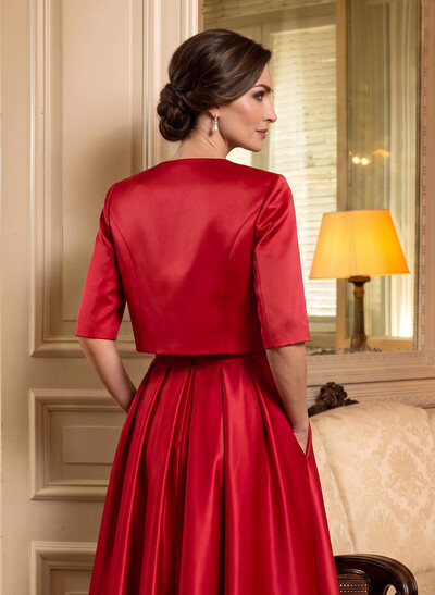 Open Front Satin 1/2 Sleeves Jacket