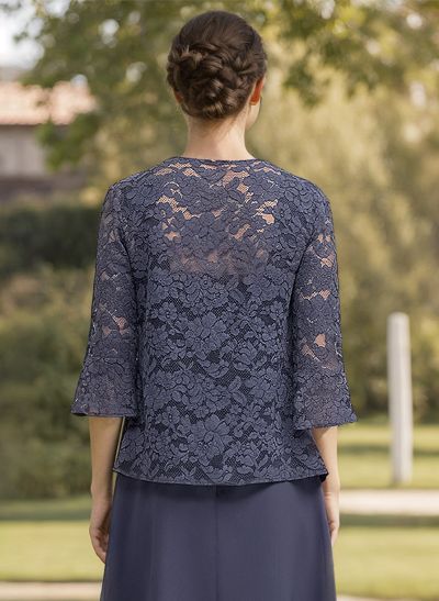 Open Front 3/4 Sleeves Lace Jacket